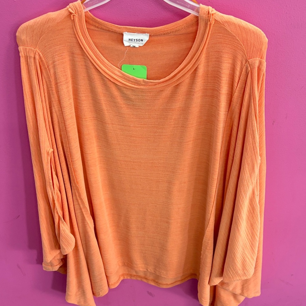 Heyson Orange Long-Sleeve Draped Tunic